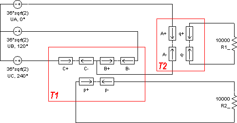 Схема соединения транформаторов Скотта