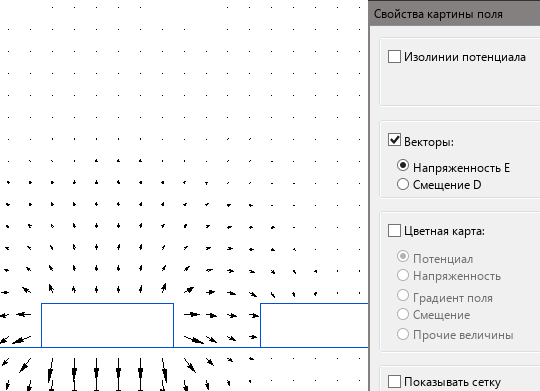векторная картина поля в ELCUT